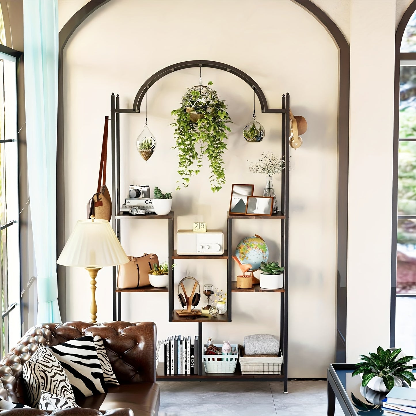 Plantenrek – Plantenstandaard – Bloemenrek – Plantentafel – Plantentrap – 7 Lagen Met Boogvorm – Metalen Frame Met Houten Plankjes