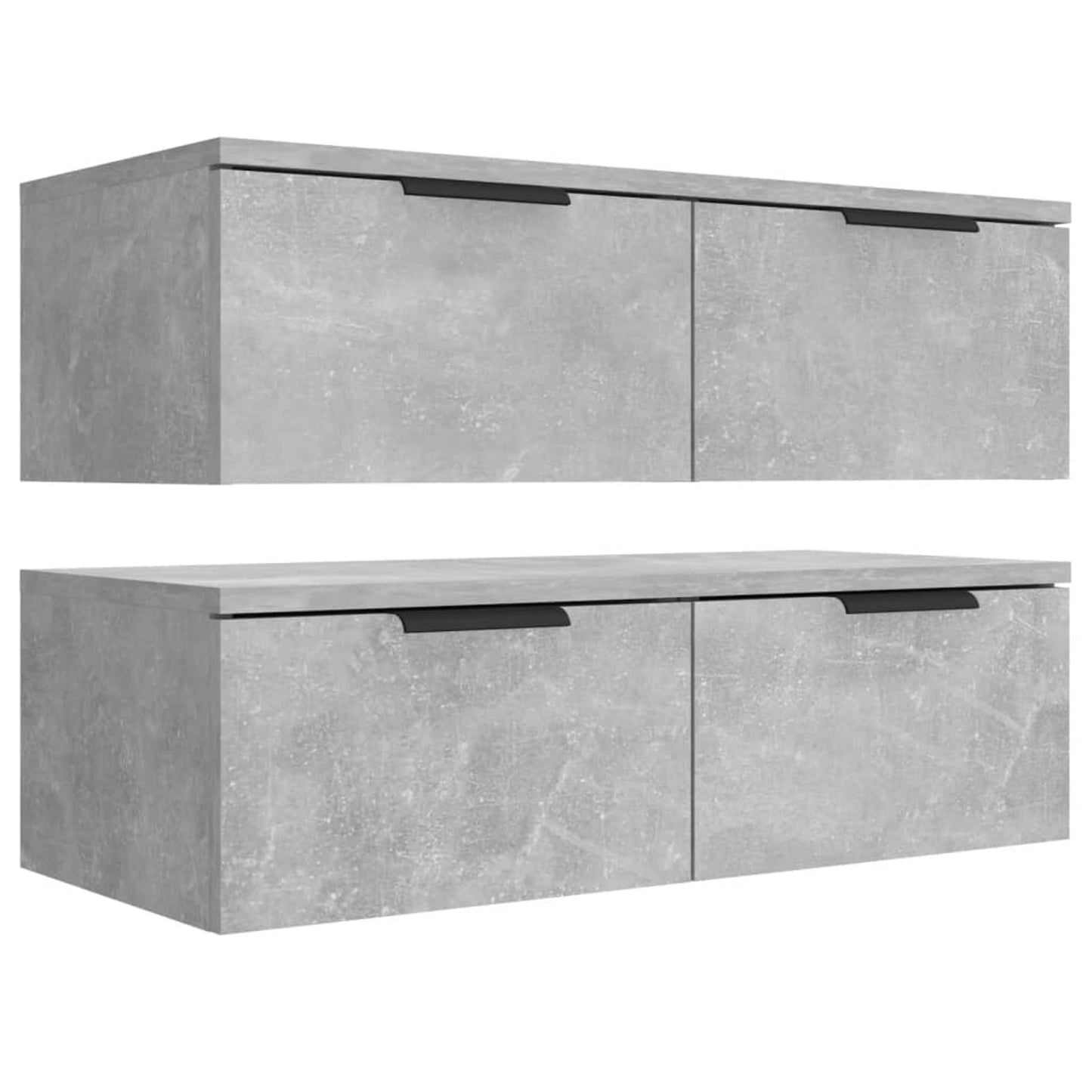 Wandkast – Opbergkast – Vakkenkast – Boekenkast – Dressoir – Set van 2 – Betongrijs – Fineerhout – 68x30x20 cm – Eenvoudige Wandmontage