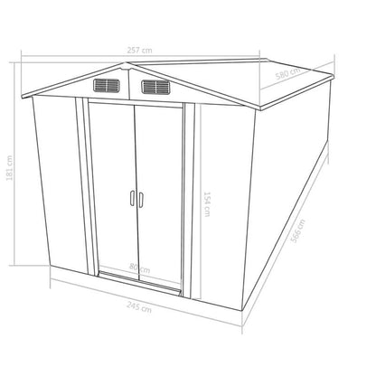 Large 257x580x181cm Heavy-Duty Steel Frame Outdoor Storage Shed with Removable Brown Roof & Walls - Spacious Portable Garden Shed for Backyard, Patio, Temporary Warehouse Storage - Durable Steel Construction, Easy Assembly, I