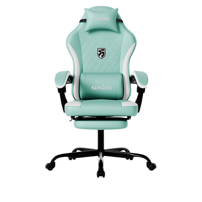 Gamingstoel – Bureaustoel – Racestoel – Computervoor – Werkstoel – Mintgroen – Memory Foam Comfort – Verstelbare Rugleuning Met Voetensteun