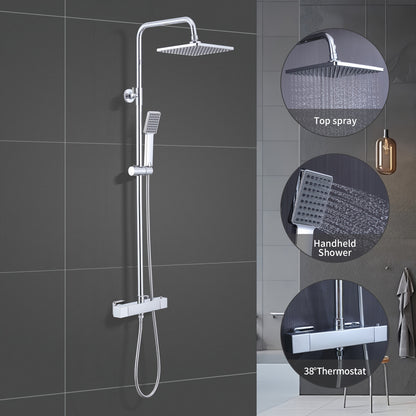 Contemporary Wall-Mounted Thermostatic Shower System with Bathtub - No Electricity Needed, Battery-Free, 38°C Constant Temperature, Durable Metal Construction for Modern Bathrooms, Bathroom Upgrade, Sleek Design, Highquality