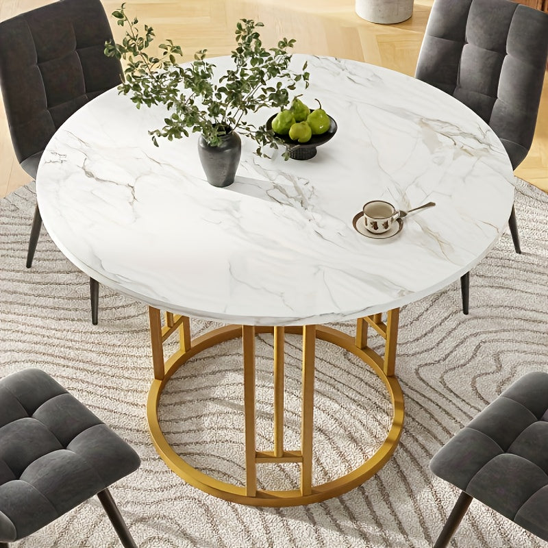 Eettafel – Ronde Tafel – Keukentafel – Eetkamertafel – Klaptafel – Bamboe Blad – Gouden Metalen Poten – Compact 80x80x76 cm – Draagbaar & Stijlvol