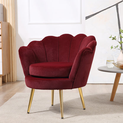 Velvet Stoel – Fauteuil – Kuipstoel – Eetkamerstoel – Armstoel – Fluwelen Bekleding – Gouden Metalen Poten – Compact 76x67x74 cm