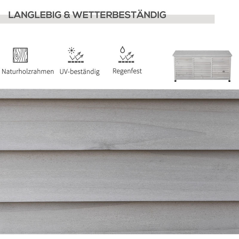 Opbergbox Tuin – Opbergkist Buiten – Tuinkussenbox – Tuinberging – Tuinkist – Grote Houten Opbergbox – Duurzaam Grenenhout – 127x56x60 cm – Houten Deksel