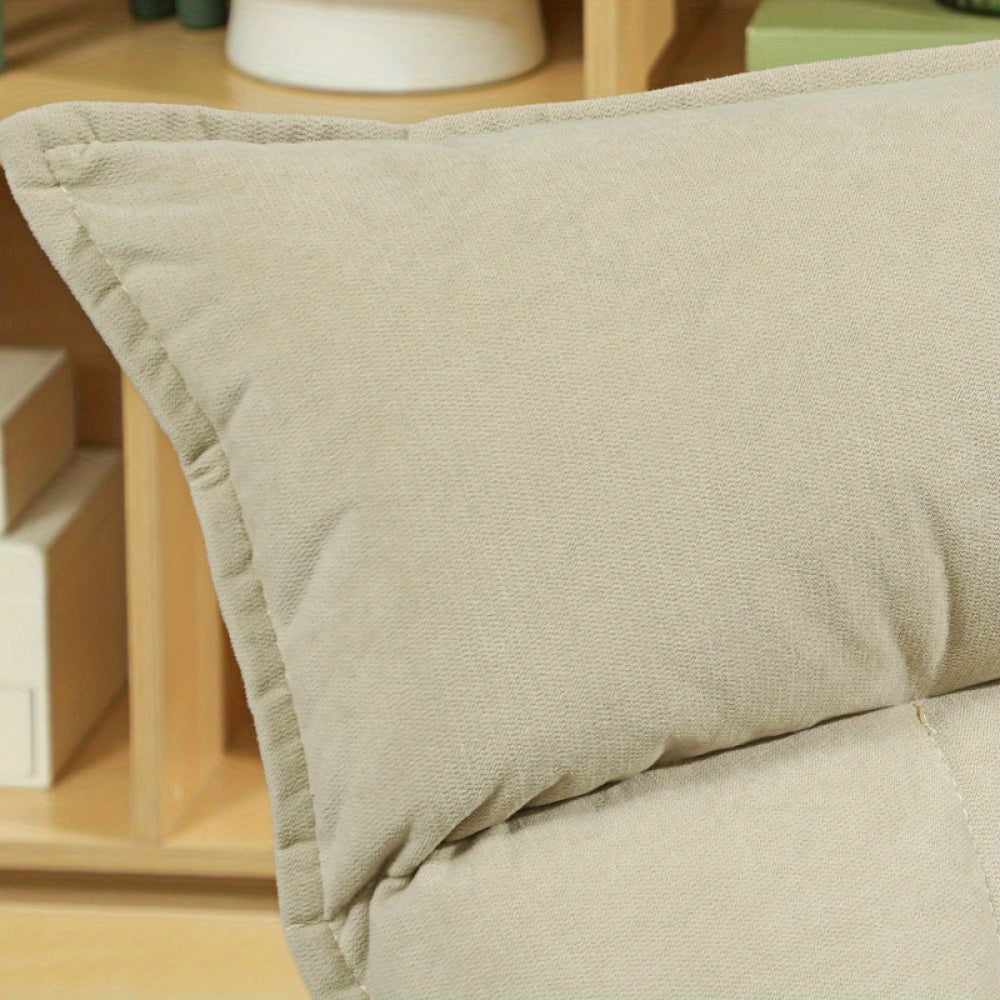 Loungestoel – Fauteuil – Relaxstoel – Zetel – Draaistoel – Verstelbare Rugleuning 5 Posities – Draaibaar & Opvouwbaar – Beige Stoffen Bekleding – Lichtgewicht & Eenvoudig Monteren