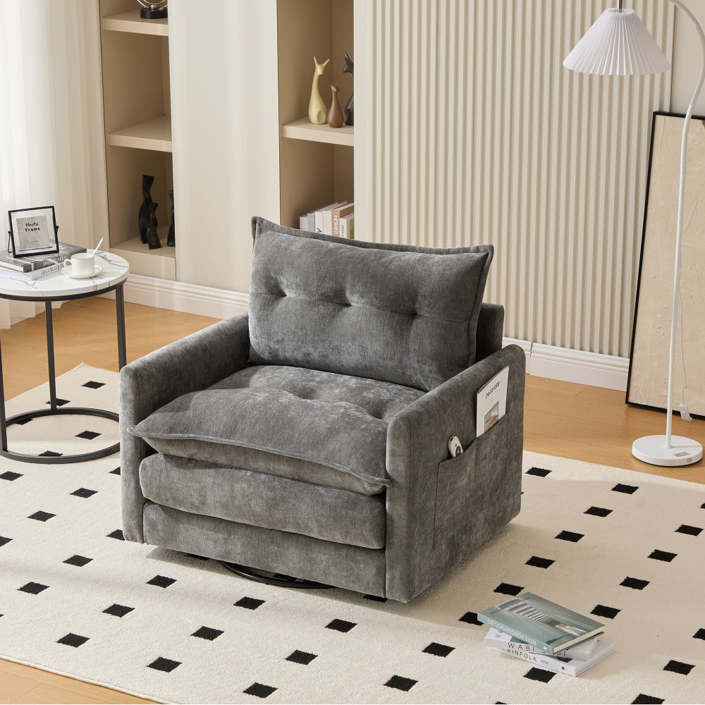 360° swivel lounge chair with armrests, large single sofa for living room, bedroom, study and office, modern style armchair with cushions, ideal for relaxation and entertainment, Office Armchair, Entertainment Seating, Conte
