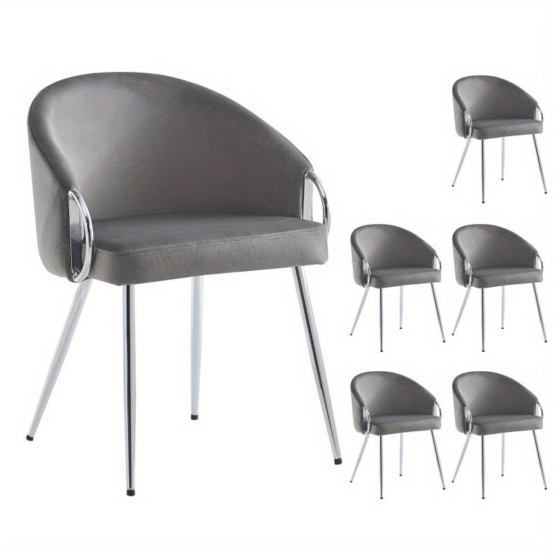 Velours Stoelen – Eetkamerstoelen – Bureaustoelen – Slaapkamerstoelen – Design Stoelen – Grijs Metaal – 8 cm Dikke Schuimvulling – Verstelbare Metalen Poten