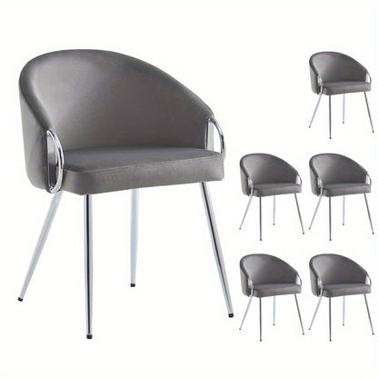 Velours Stoelen – Eetkamerstoelen – Bureaustoelen – Slaapkamerstoelen – Design Stoelen – Grijs Metaal – 8 cm Dikke Schuimvulling – Verstelbare Metalen Poten