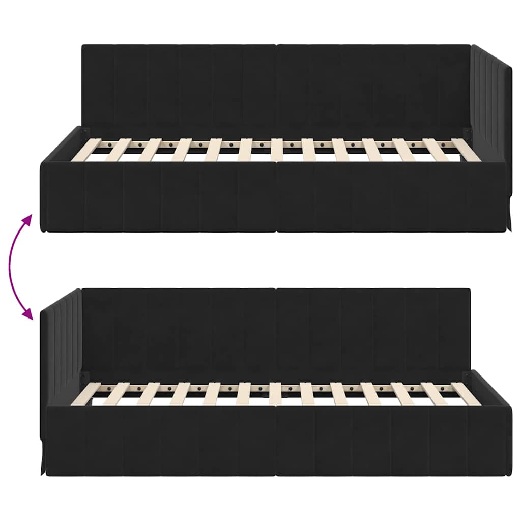 Bedframe – Bedbodem – Ledikant – Slaapkamermeubel – Eenpersoonsbed – Fluwelen Hoofdbord – 80x200 cm – Stevig Geperst Hout