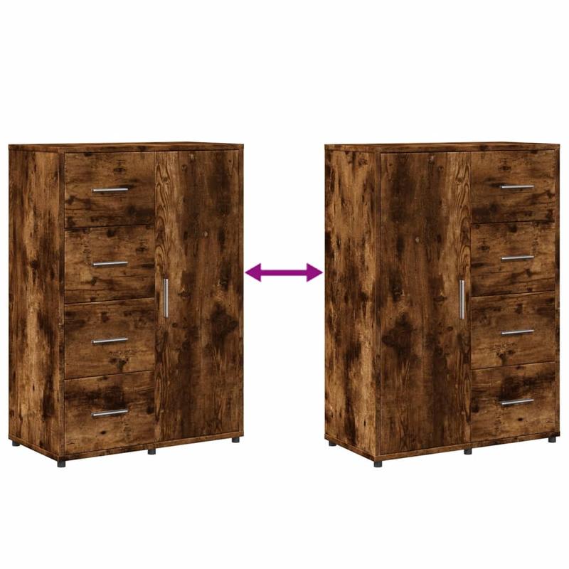 Sideboard Smoked Oak 60X31X84 Cm Wood-Based Material/Side Table/Storage Cabinet/Telephone Table/Cabinet/Storage Box. This Cabinet Offers Ample Storage Space And Can Neatly Store Various Everyday Items to Maintain Order in You