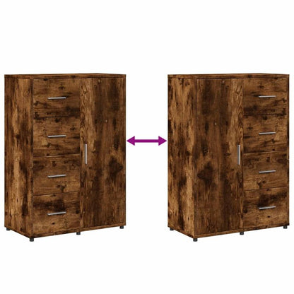 Sideboard Smoked Oak 60X31X84 Cm Wood-Based Material/Side Table/Storage Cabinet/Telephone Table/Cabinet/Storage Box. This Cabinet Offers Ample Storage Space And Can Neatly Store Various Everyday Items to Maintain Order in You