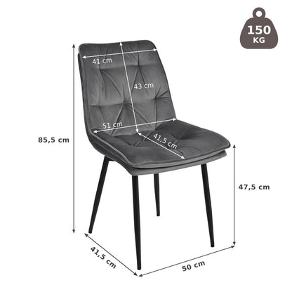 Eetkamerstoel – Stoel – Design Stoel – Comfortabele Stoel – Kuipstoel – Donkergrijs Fluweel – Ergonomische Rugleuning – Dubbele Laag Zitkussen