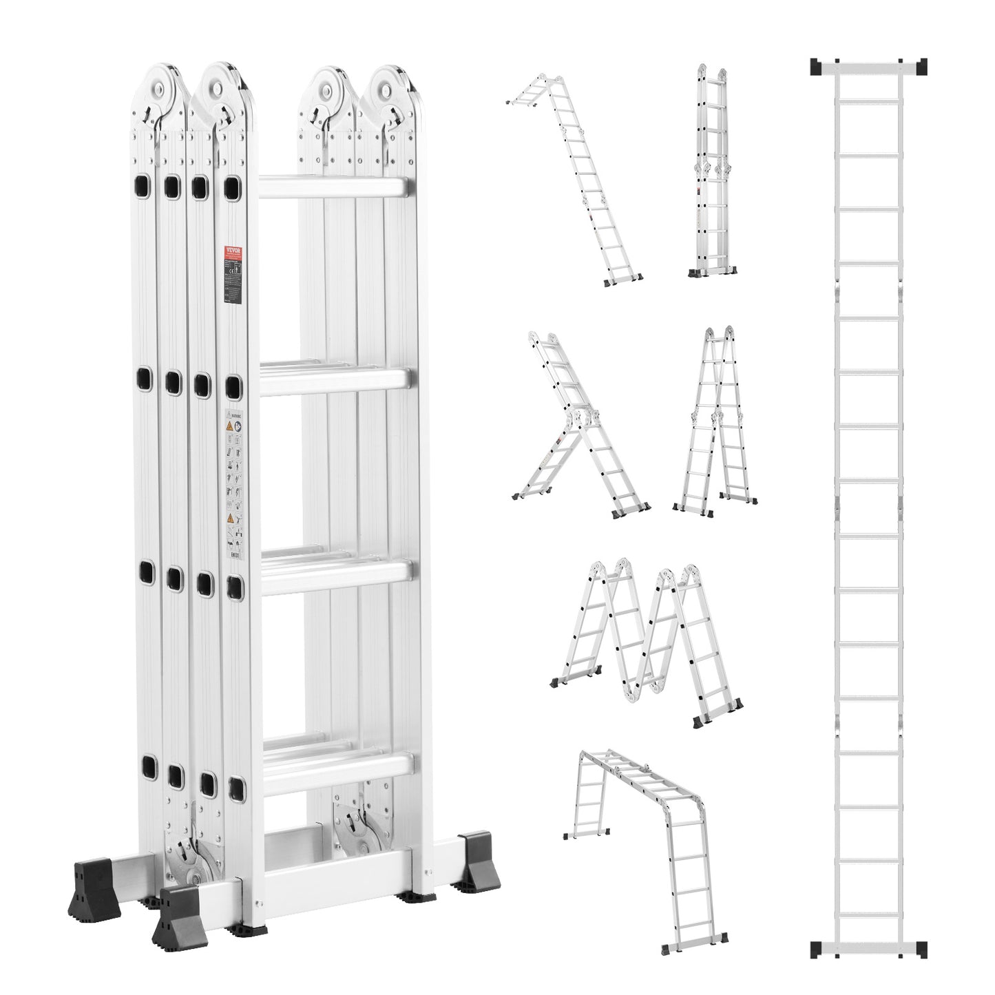 Vouwladder – Multifunctionele Ladder – Opvouwbare Ladder – Telescopische Ladder – Scharnierladder – Aluminium – 7-in-1 Functie – Max. Werkhoogte 4,6 Meter