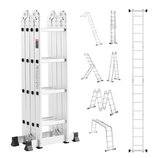 Vouwladder – Multifunctionele Ladder – Opvouwbare Ladder – Telescopische Ladder – Scharnierladder – Aluminium – 7-in-1 Functie – Max. Werkhoogte 4,6 Meter