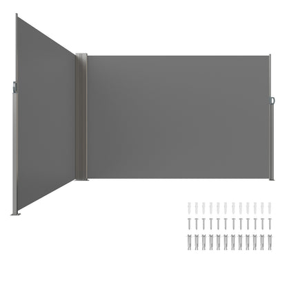 Uitschuifbaar Zijscherm – Windscherm – Privacyscherm – Terrasscherm – Balkonafscherming – 200x600 cm – Hoogwaardig Polyester met PU-coating