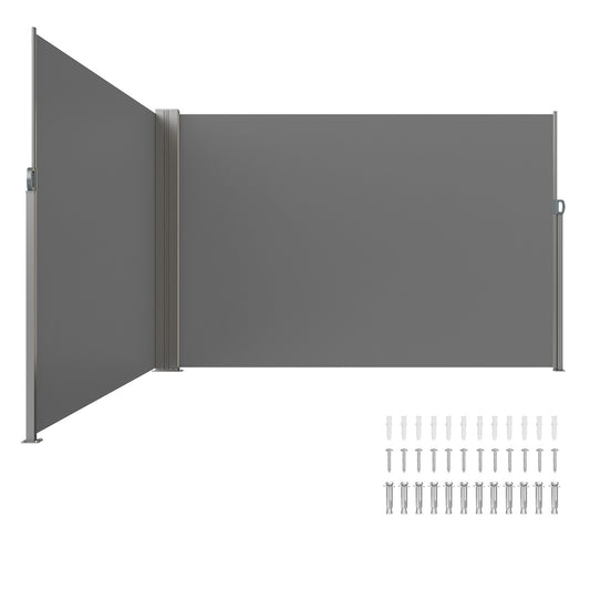 Uitschuifbaar Zijscherm – Windscherm – Privacyscherm – Terrasscherm – Balkonafscherming – 200x600 cm – Hoogwaardig Polyester met PU-coating