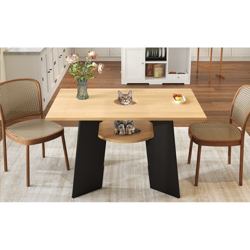 Keukentafel – Eettafel – Tafeltje – Keukenmeubel – Dinerbank – Rechthoekig – Met Dierenruimte en Opbergrekken – Geschikt voor 6 Personen – 130×85×75 cm