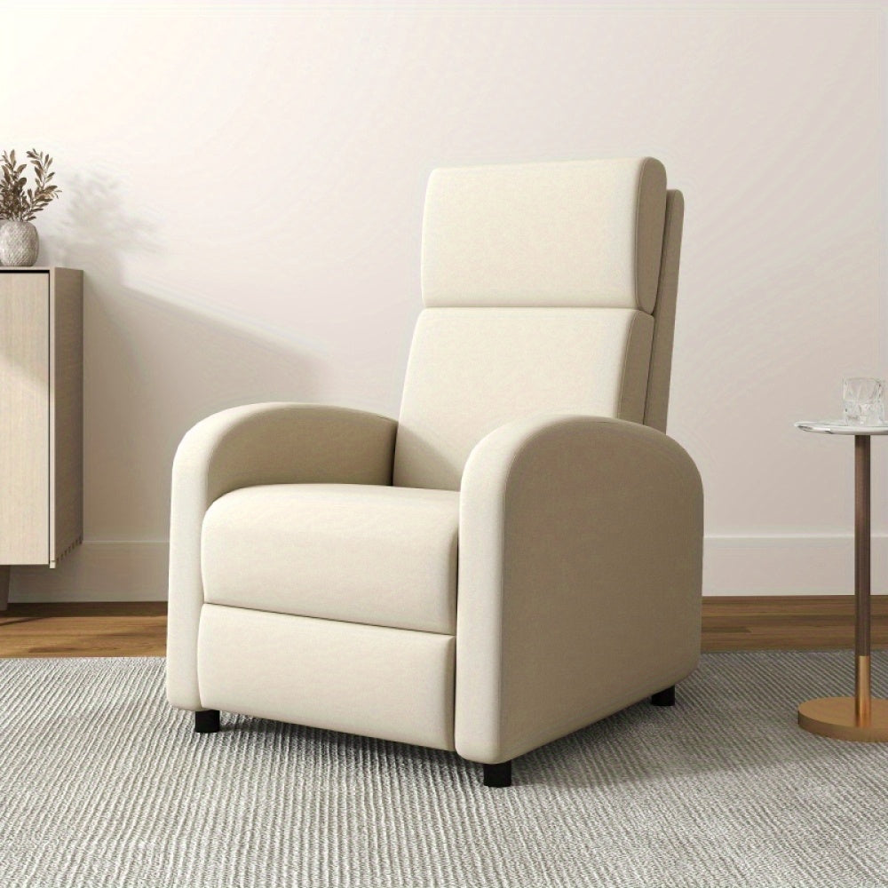 Fauteuil – Loungestoel – Leunstoel – Relaxstoel – Zitstoel – Verstelbare Kantelfunctie – Linnen Look Bekleding – Inclusief Voetensteun – Max. Belastbaar 120 kg – Crèmekleur – Comfortabel & Stijlvol
