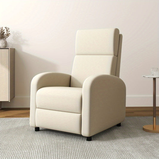 Fauteuil – Loungestoel – Leunstoel – Relaxstoel – Zitstoel – Verstelbare Kantelfunctie – Linnen Look Bekleding – Inclusief Voetensteun – Max. Belastbaar 120 kg – Crèmekleur – Comfortabel & Stijlvol