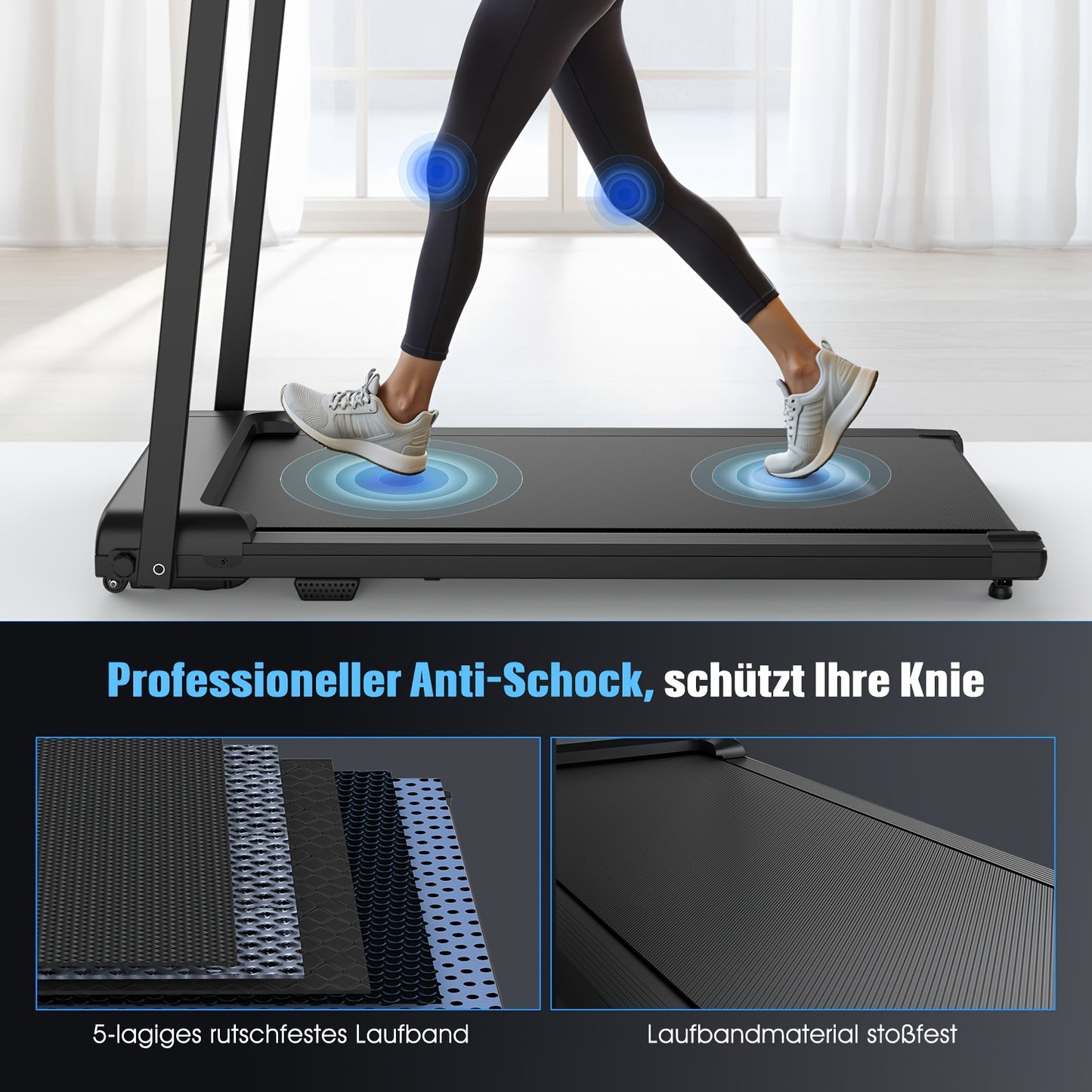 Loopband – Vouwbare Looptrainer – Hardloopband – Fitnessband – Joggingmachine – 2-in-1 Vouwbaar Design – Stille 2.0HP Motor & LED Display
