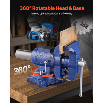 Bankschroef – Bankklem – Werkbankklem – Gietijzeren Bankschroef – Mini Bankschroef – 360° Draaibaar – Duurzaam Gesmeed Gietijzer – 16,5 cm Bekbreedte