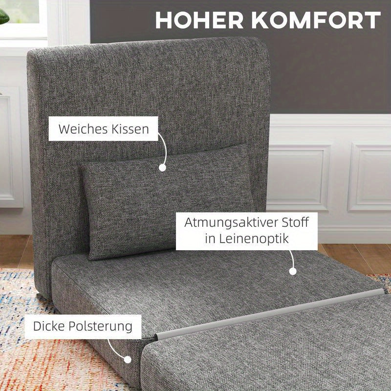 Opvouwbare Slaapstoel – Slaapzetel – Relaxstoel – Slaapfauteuil – Multifunctionele Stoel – 3-Posities Verstelbaar – Stevig Metalen Frame – Grijze Stoffering – Ruimtebesparend Design – Eenvoudige Montage