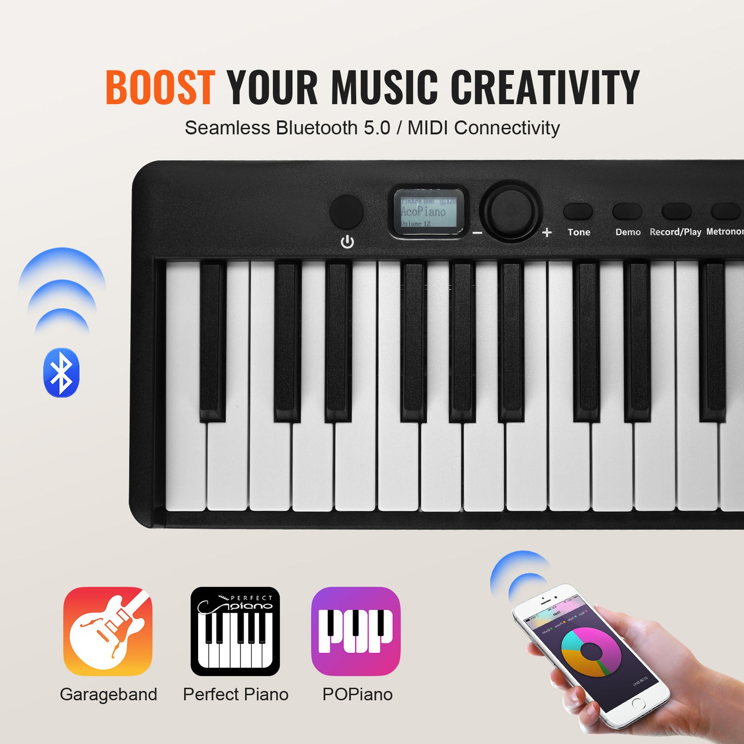 88 Toets Vouwbaar Keyboard – Draagbaar Piano Keyboard – MIDI Keyboard – Elektronische Piano – Opvouwbaar Keyboard – Bluetooth 5.0 Connectivity – Verstelbare Standaard