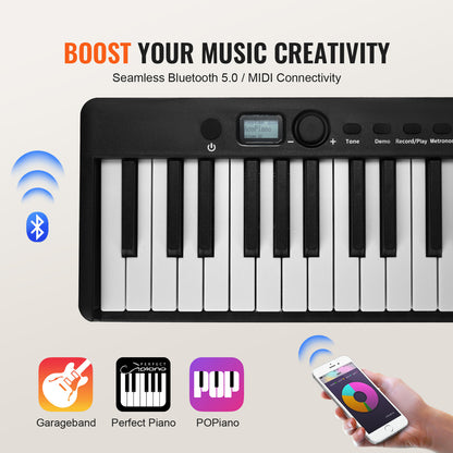 88 Toets Vouwbaar Keyboard – Draagbaar Piano Keyboard – MIDI Keyboard – Elektronische Piano – Opvouwbaar Keyboard – Bluetooth 5.0 Connectivity – Verstelbare Standaard