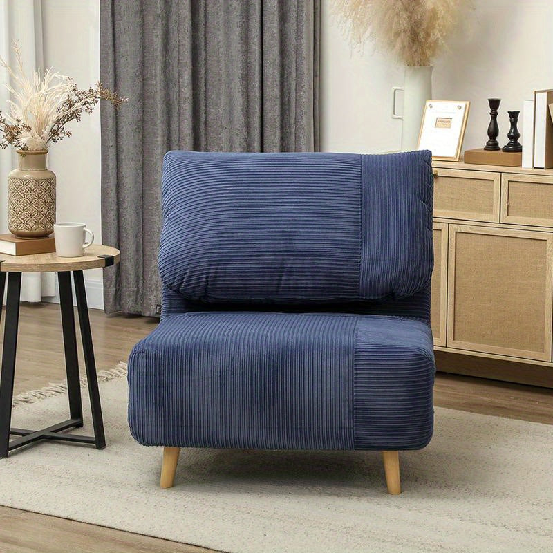 Modern Blue Adjustable Backrest Sleeper Sofa Bed with Plush Cushioning - Multifunctional Convertible Chair, Bed & Lounge Furniture, Easy Assembly, Durable Plastic/Wood/Metal Frame, Space-Saving Design for Small Spaces, Living