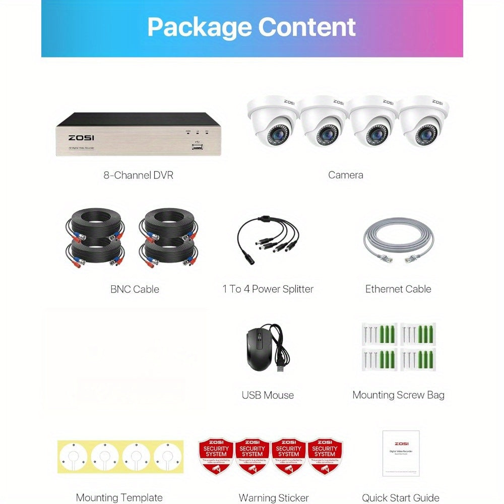 8-kanaals Bewakingsset – Beveiligingssysteem – CCTV Set – Surveillance Camera’s – Domecamera’s – Full HD 1080P – AI Bewegingserkenning – Nachtzicht – Bedraad 4 Camera’s