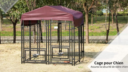 Hondenkennel – Hondenren – Puppyren – Dierenren – Kennel – Weerbestendig Oxford Dak – 120x120x138 cm – Met 2 Draaibare Voerbakhouders