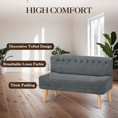 2-Zitsbank – Tweezitsbank – Sofa – Loveseat – Compact Bank – Modern Grijs – Houten Poten – Compact Formaat voor Kleine Ruimtes