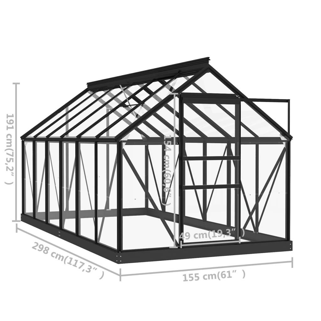 Kaskas – Serre – Plantkas – Groeikas – Tuinkas – Aluminium Frame – UV-bestendig Glas – 155x298x191 cm