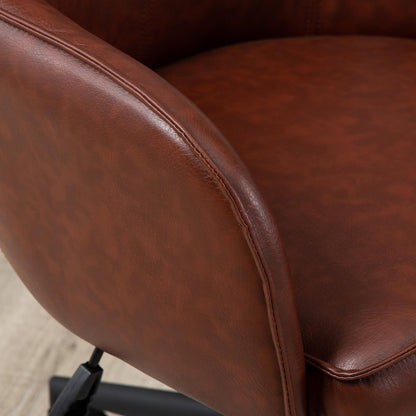 Bureaustoel – Kantoorstoel – Bureaustoelen – Bureau Stoel – Office Chair – Verstelbaar – Schommel­functie – Hardhouten Frame – Bruin Kunstleer – Max. 120 kg