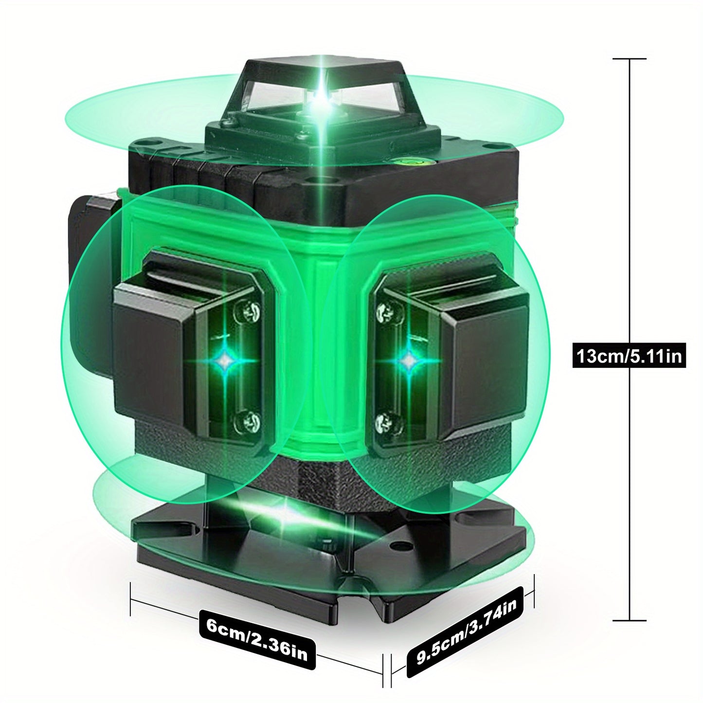 Laserwaterpas – Kruislijnlaser – Bouwlaser – Lijnlaser – Zelfnivellerende 360° Rotatie – 16 Lijnen – Oplaadbare Lithiumbatterij – Metalen Basis