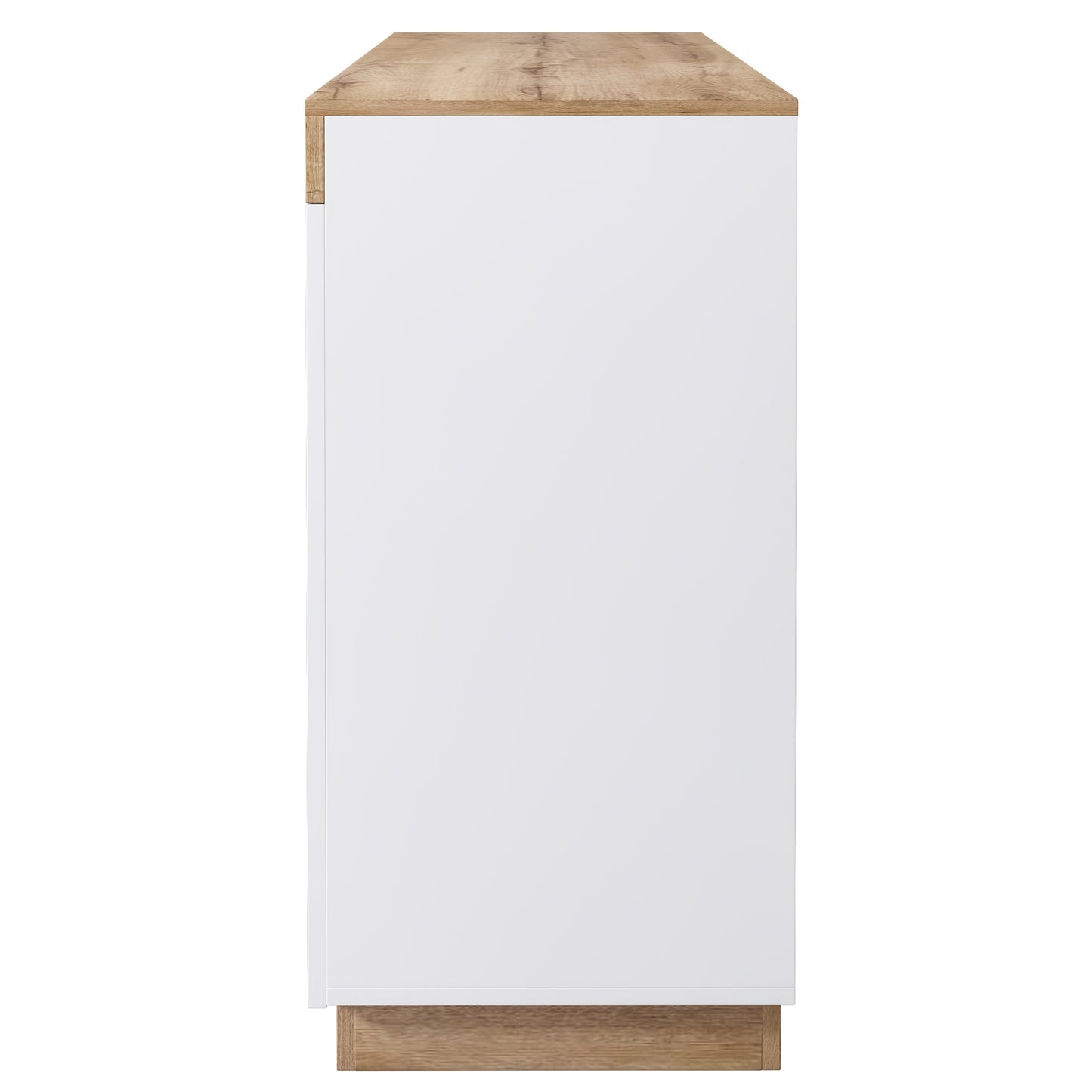 Ladekast – Commodes – Opbergkast – Dressoir – Ladenkast – Wit + Eiken – 3 Laden en 2 Deuren – Bamboe Materiaal & Minstens 68,58 cm Hoogte