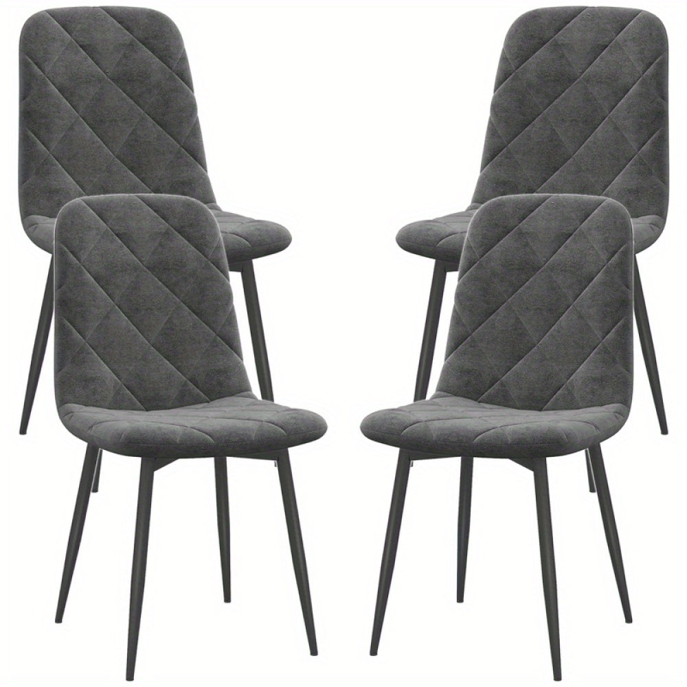 Eetkamerstoelen – Keukenstoelen – Stoelen Met Rugleuning – Velvet Stoelen – Restaurantstoelen – Set Van 4 – Zachte Velvet Bekleding – Stevige Metalen Poten