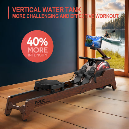 Houten Roeimachine – Waterroeier – Fitnessroeier – Home Gym Roeier – Indoor Roeimachine – 50% Meer Weerstand – Draadloze Monitor – Maximale Lengte 200 cm – Zonder Batterij