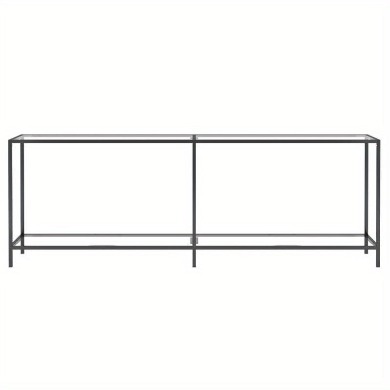 Elegant Transparent Tempered Glass Wall Table, 219.71cm x 34.8cm x 75.18cm - Sleek Modern Design with X-Shaped Metal Frame, Spacious Display Shelf for Living Room, Bedroom, Office - Minimalist & Contemporary Style, Aesthetic