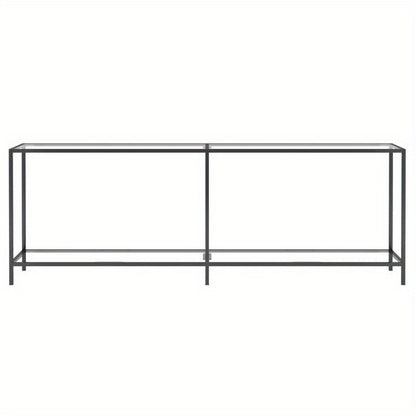 Elegant Transparent Tempered Glass Wall Table, 219.71cm x 34.8cm x 75.18cm - Sleek Modern Design with X-Shaped Metal Frame, Spacious Display Shelf for Living Room, Bedroom, Office - Minimalist & Contemporary Style, Aesthetic