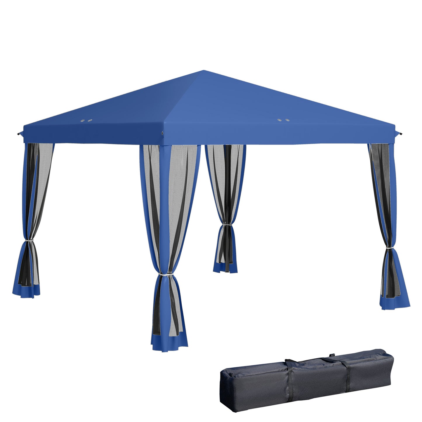 Tuinpaviljoen – Tuinkamer – Partytent – Overkapping – Tuinoverkapping – Pop-up Systeem – UV-Beschermd Polyester – 3x3 Meter – Inclusief Muskietennetten – Blauw