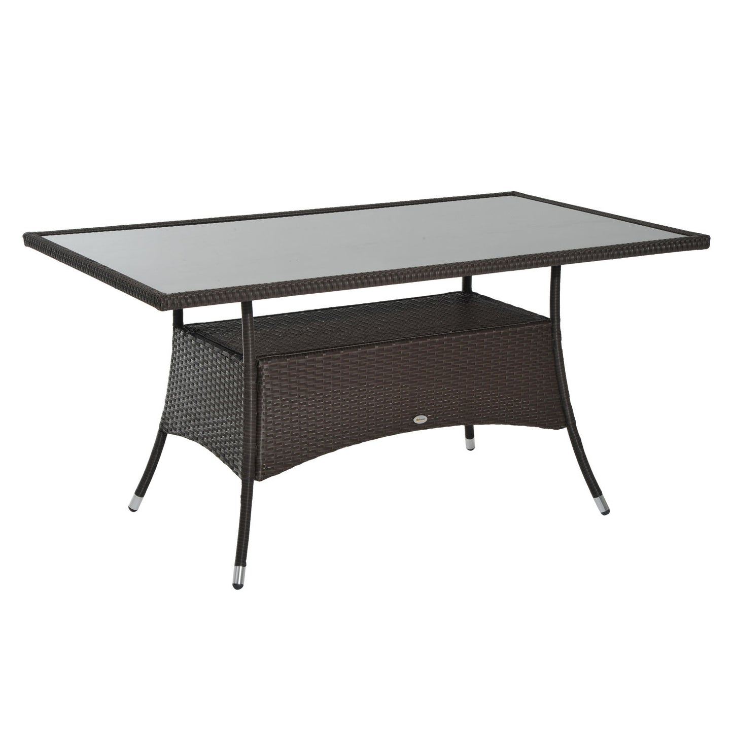 Tuinset – Tuinmeubel – Diningset – Buitenmeubel – Tuintafel – Poly rattan – Veiligheidsglas – 150x85x75 cm – Weerbestendig – Stevig metalen frame