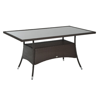 Tuinset – Tuinmeubel – Diningset – Buitenmeubel – Tuintafel – Poly rattan – Veiligheidsglas – 150x85x75 cm – Weerbestendig – Stevig metalen frame