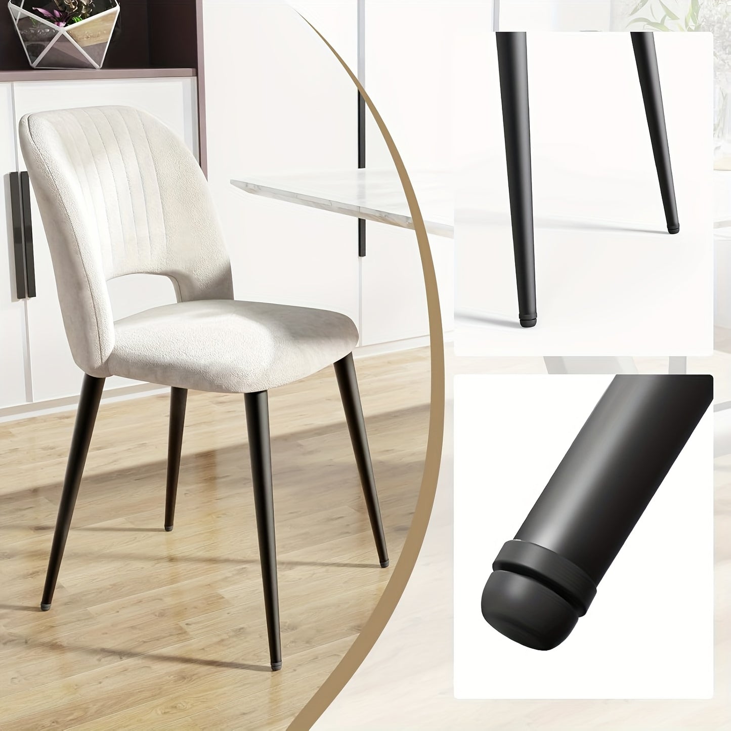Set van 2 Velvet Eetkamerstoelen – Gestoffeerde Stoelen met Rugleuning en Metalen Poten – Beige, Modern en Minimalistisch voor Keuken, Woonkamer of Eetkamer
