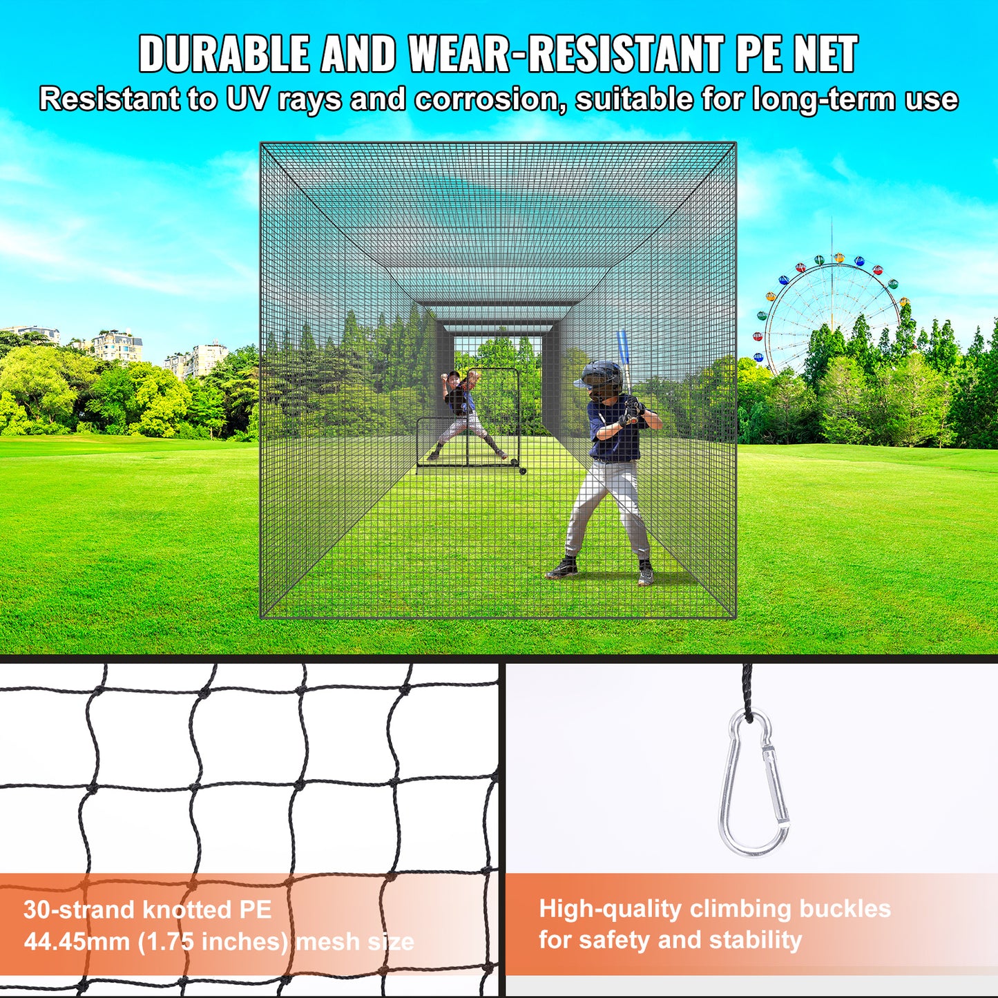 Baseballnet – Batting Cage Net – Trainingsnet – Honkbalnet – Softbalnet – Professioneel En Volledig Omsloten – 16,8x3,7x3,7 Meter – Duurzaam PE Materiaal Met Deur En Draagtas