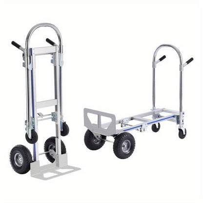 Handkar – Steekwagen – Platformkar – Transportkar – Trolley – Aluminium 362 kg Draagvermogen – Inklapbaar Met Rubberen Wielen