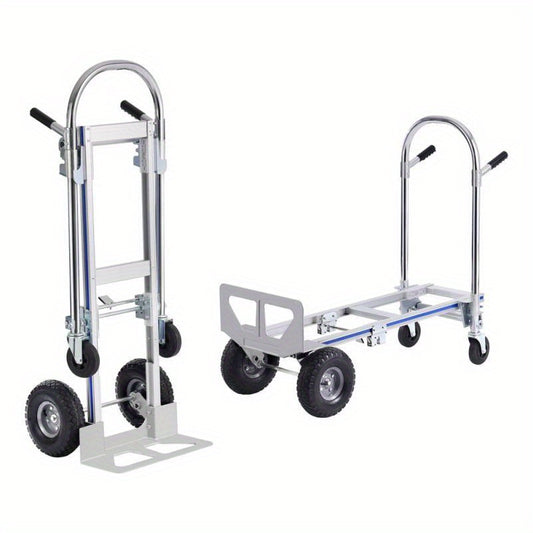 Handkar – Steekwagen – Platformkar – Transportkar – Trolley – Aluminium 362 kg Draagvermogen – Inklapbaar Met Rubberen Wielen