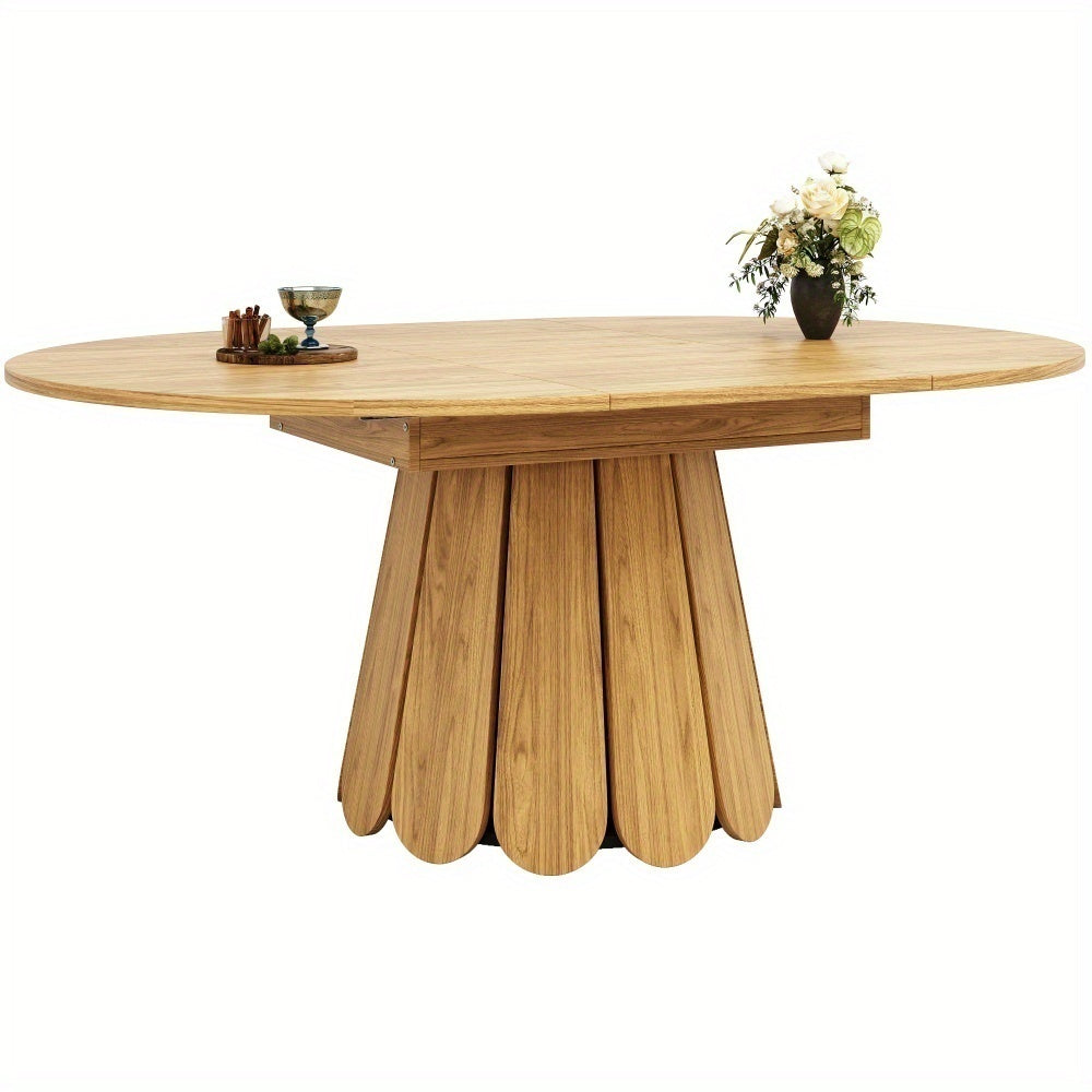 Uitbreidbare Ronde Eettafel – Uitschuifbare Eettafel – Klaptafel – Keukentafel – Balkontafel – MDF Houtlook – Tot 6 Personen – 118-158 cm