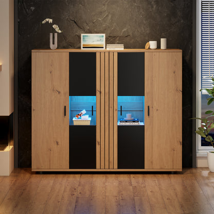 Dressoir – Buffet – Sideboard – Opbergkast – Commode – 140x35x113 cm – Verstelbare Vakken – 4 Deuren