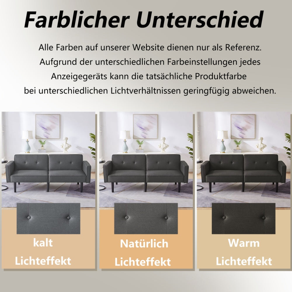 Versatile Adjustable Sofa Bed, Double Couch, Independently Movable Double Backrest with Sleeping Feature, Cotton-Linen Blend Fabric, High-Density Foam Padding